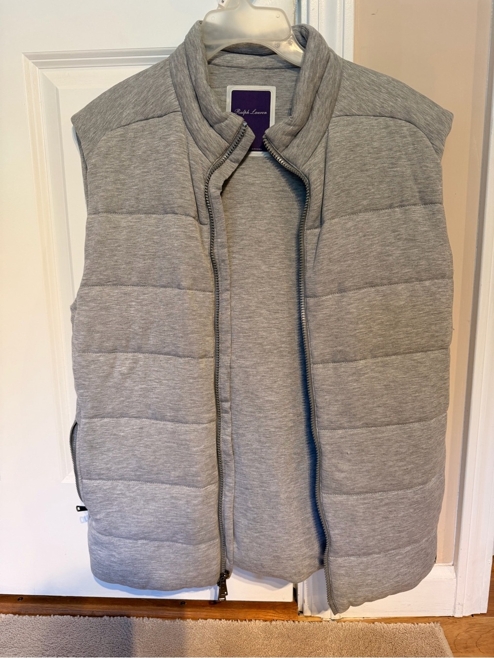 Ralph Lauren Purple Label Down Vest Women’s XL Gray Lyocell Made in Portugal